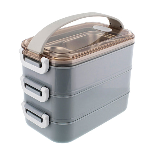 Box Lunch Pail 4 Compartment Lunch Bag Grey Lunchbox Adult Teen